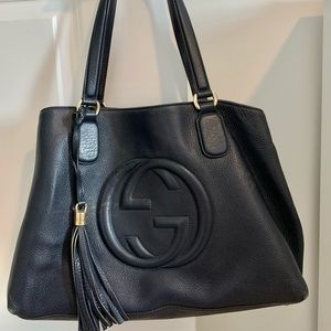 Gucci navy zipper tote